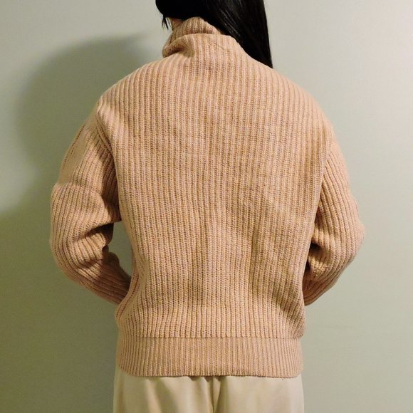 Wilfred Merino Wool Blush Pink Turtleneck Oversized Sweater, Size XS - Picture 6 of 11